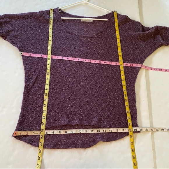 Nation LTD Sheer Scoop Neck Metallic Gold Purple Pullover Sweater Size Medium - Picture 10 of 10